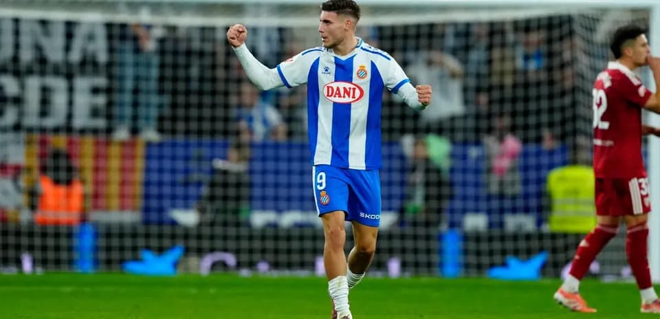 Espanyol player celebrating a goal during La Liga match Espanyol player celebrating a goal during La Liga match