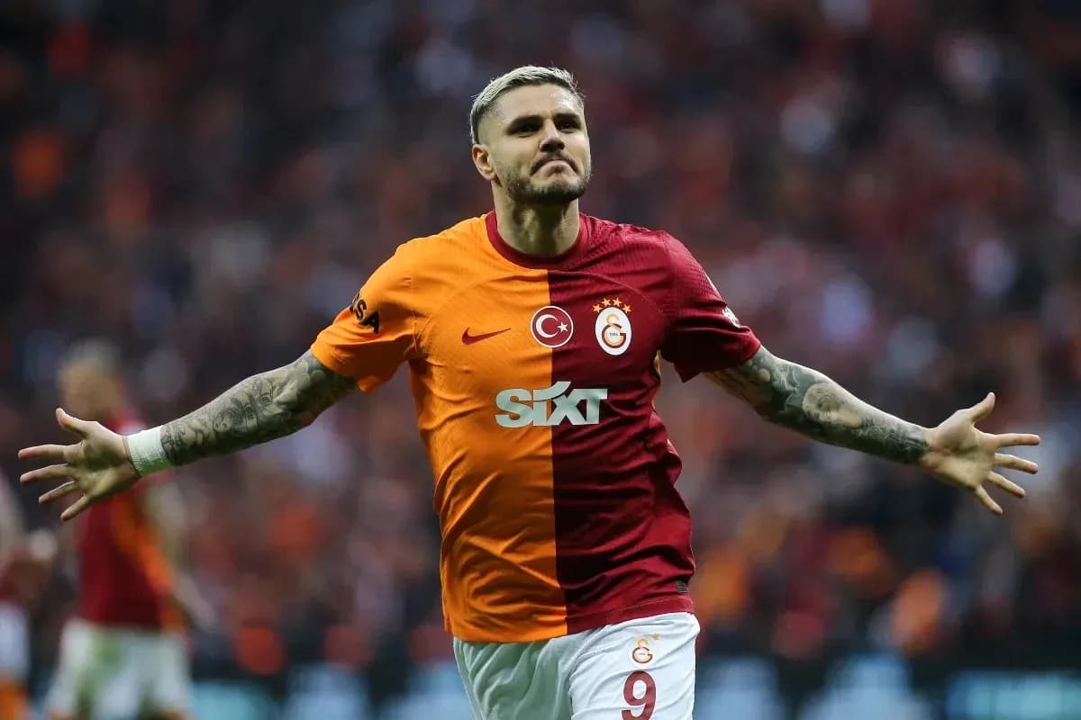 Player celebrating in Galatasaray jersey after scoring Player celebrating in Galatasaray jersey after scoring