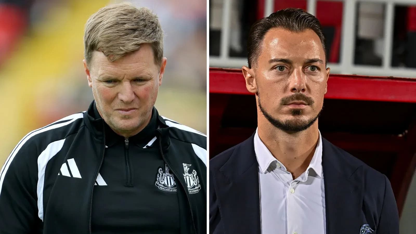 Coaches of Newcastle United and opposing team during match Coaches of Newcastle United and opposing team during match