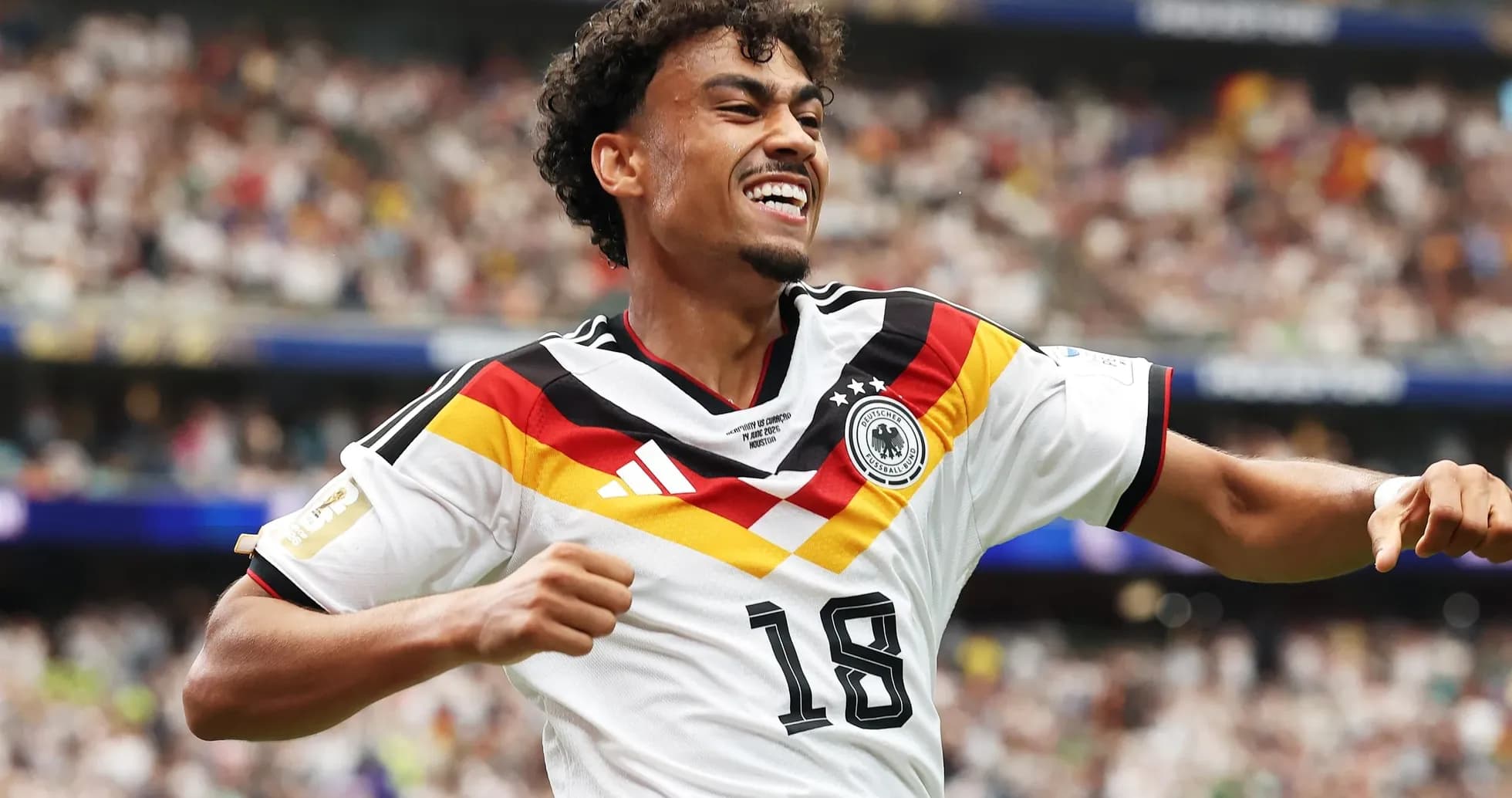 Player celebrating goal for Germany in match Player celebrating goal for Germany in match