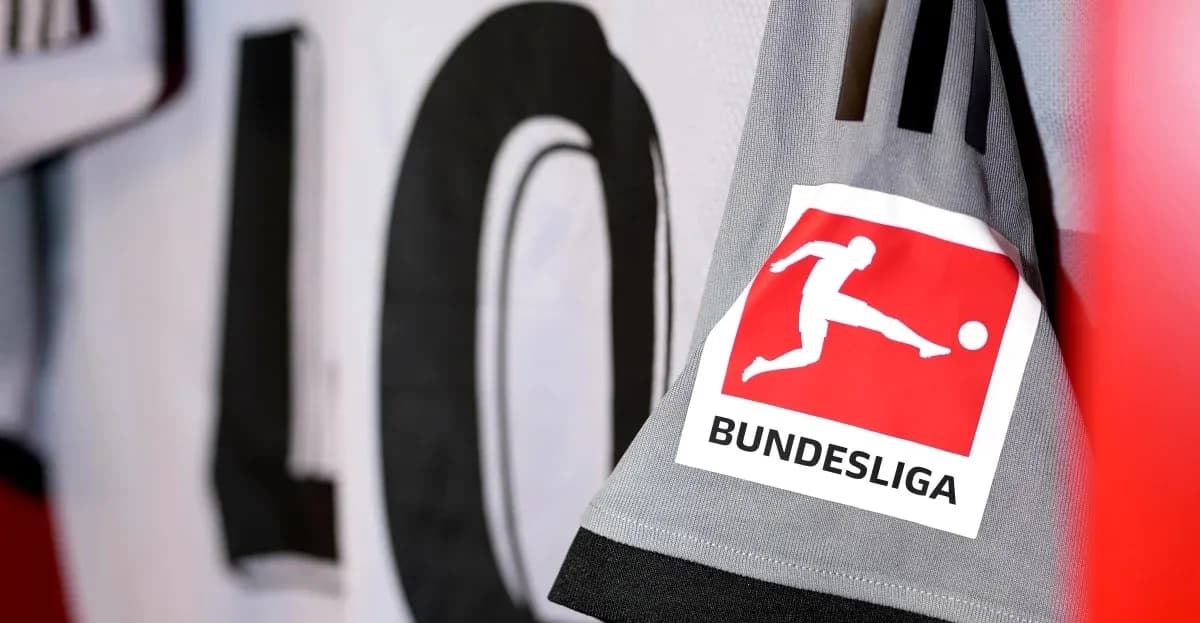 Bundesliga logo on a gray sports jersey Bundesliga logo on a gray sports jersey