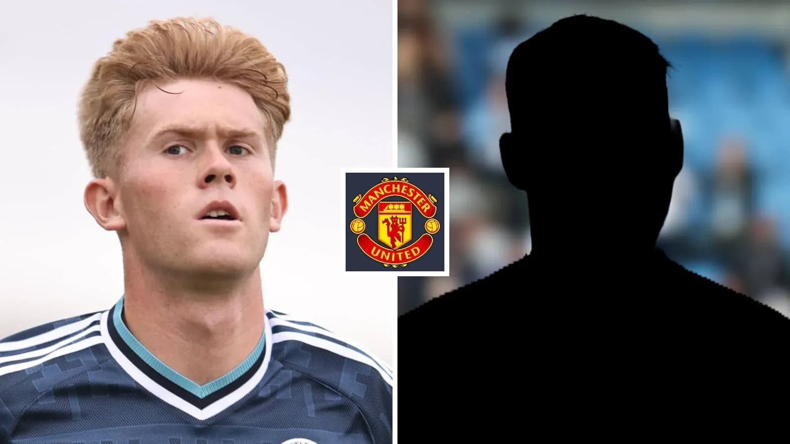 Player in Manchester United kit and silhouette Player in Manchester United kit and silhouette