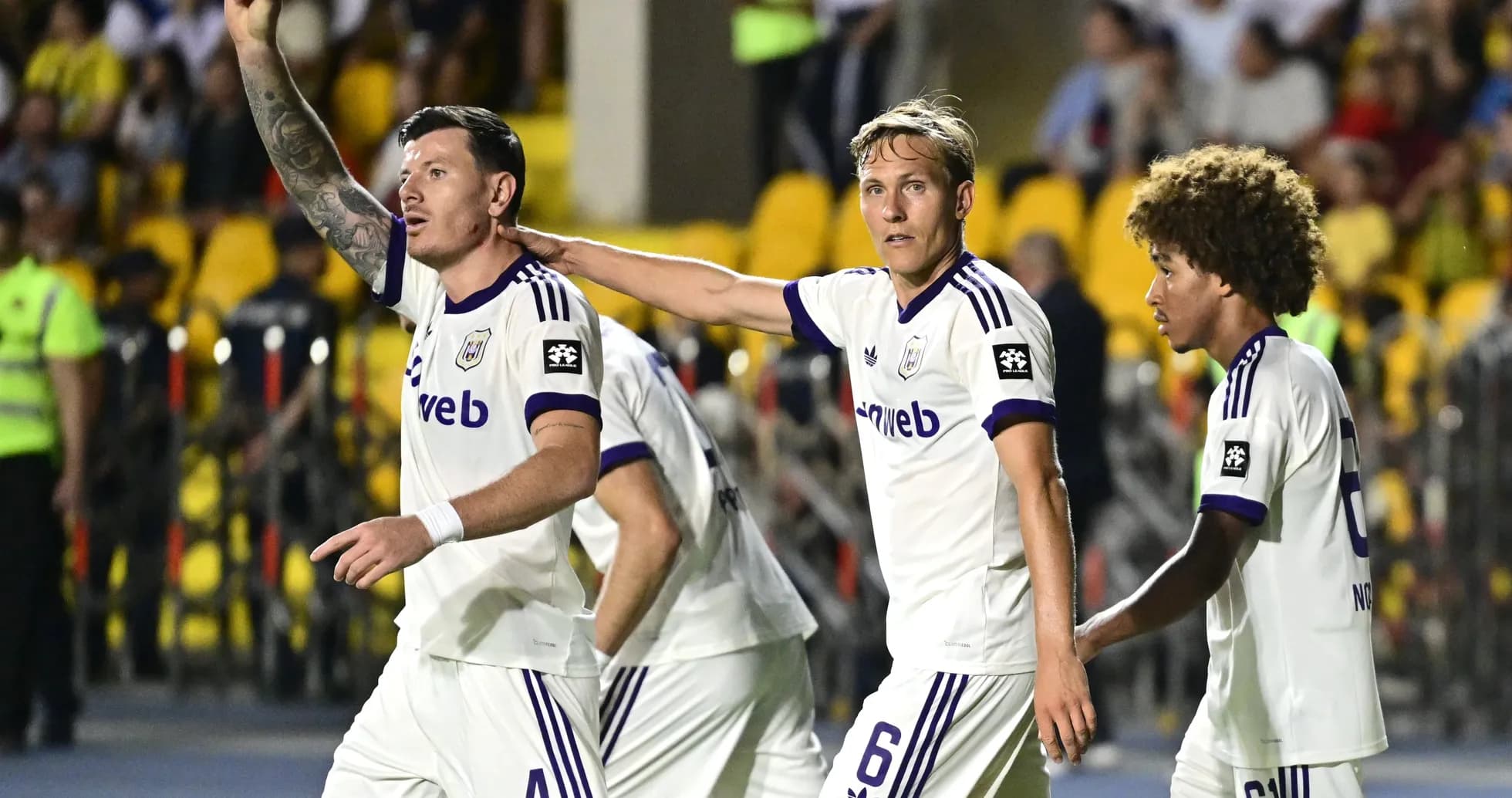 Anderlecht players celebrating during match Anderlecht players celebrating during match