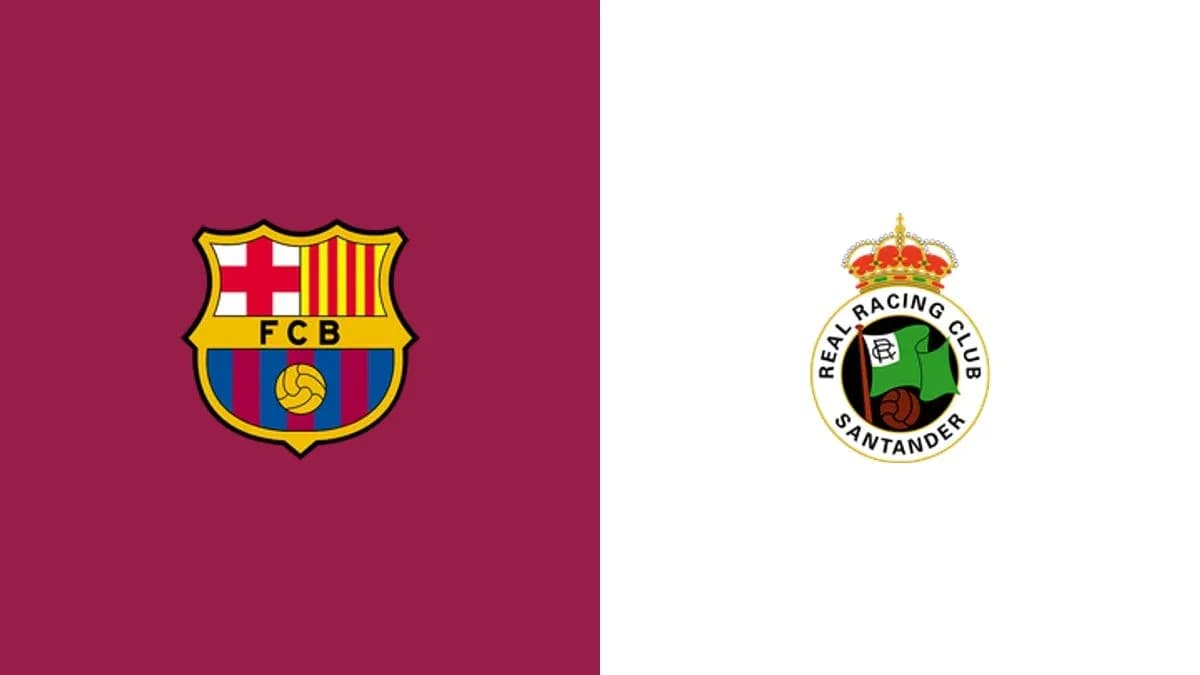 Logos of FC Barcelona and Real Racing Club Logos of FC Barcelona and Real Racing Club