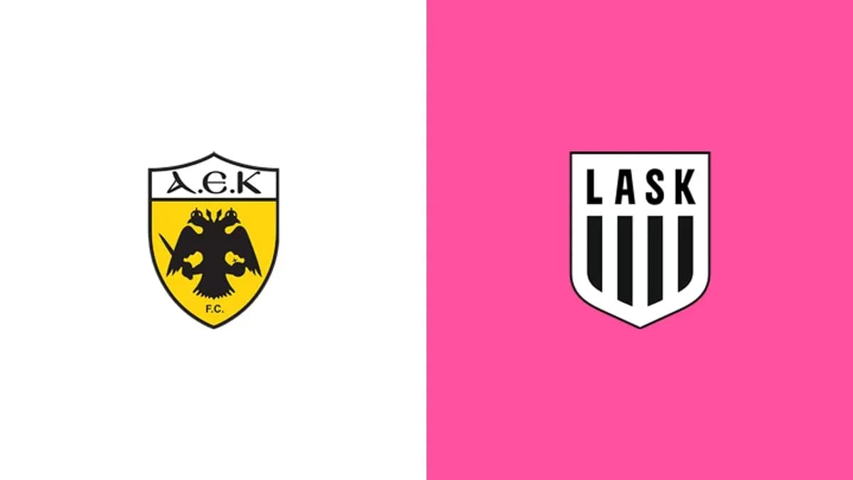 Logos of A.E.K. and LASK football clubs Logos of A.E.K. and LASK football clubs