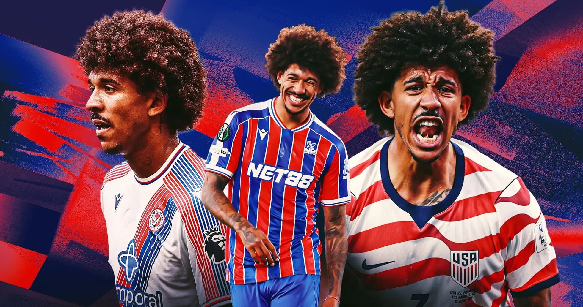 Player in various jerseys celebrating and posing Player in various jerseys celebrating and posing