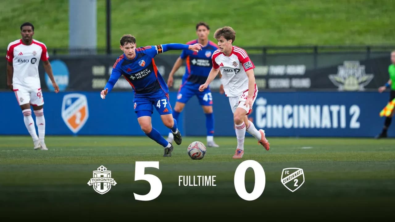 Toronto II defeating FC Cincinnati II 5-0 Toronto II defeating FC Cincinnati II 5-0