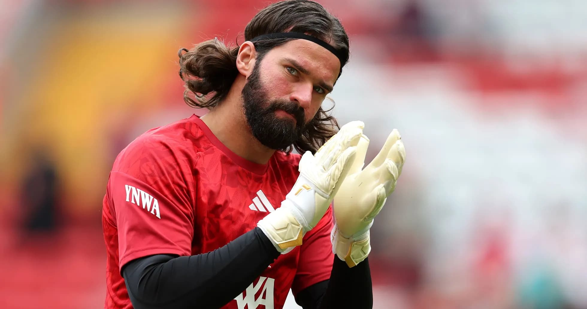 Goalkeeper warming up and clapping hands Goalkeeper warming up and clapping hands