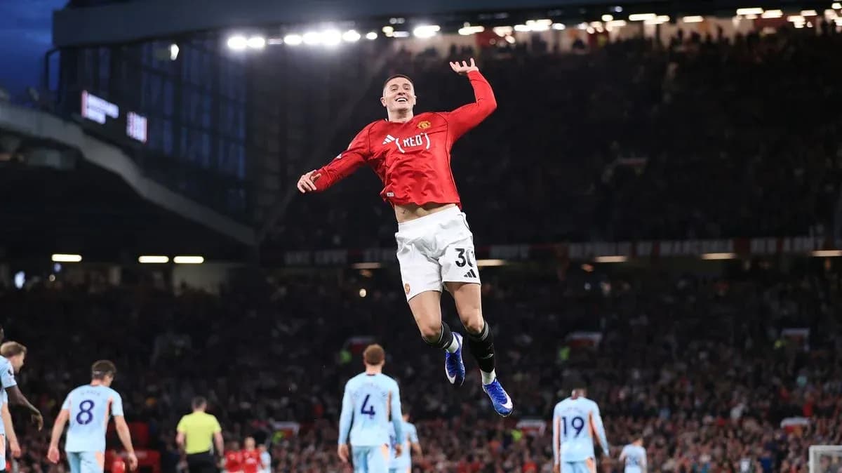Player celebrating a goal during Manchester United match Player celebrating a goal during Manchester United match