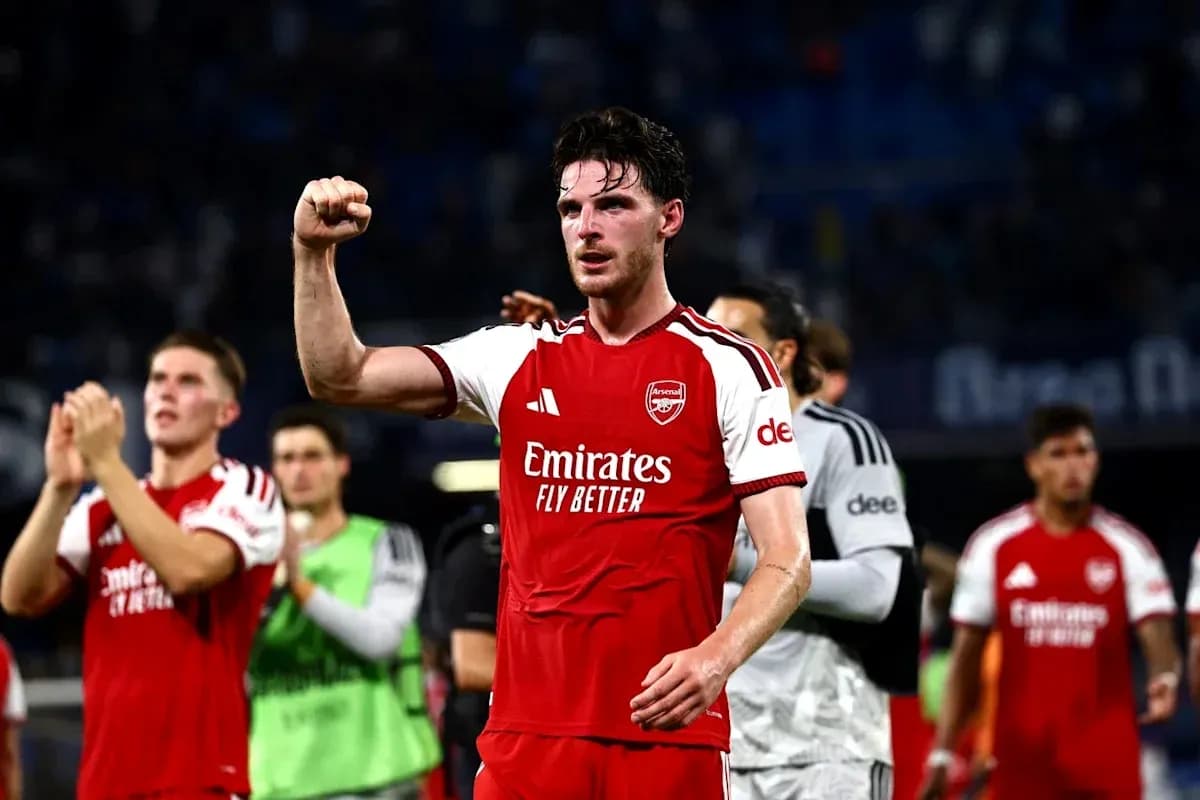 Arsenal player celebrating after match victory Arsenal player celebrating after match victory