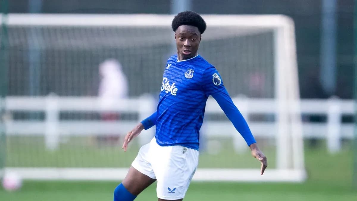 Player in blue Everton kit during training session Player in blue Everton kit during training session