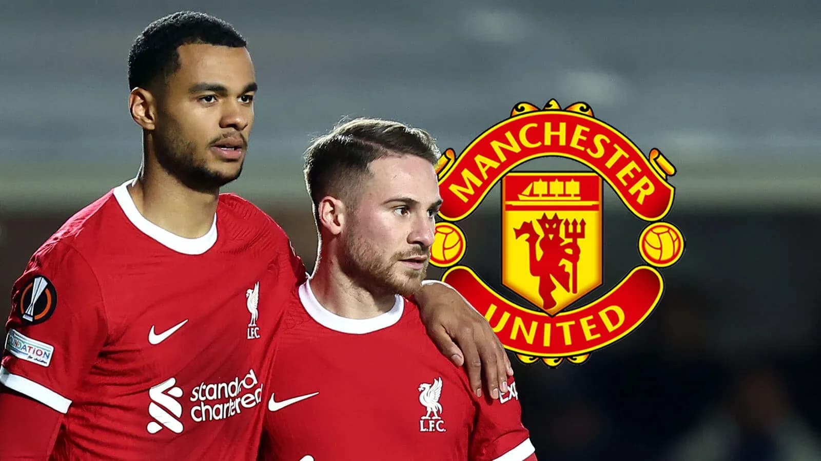 Two Liverpool players celebrating on the field Two Liverpool players celebrating on the field