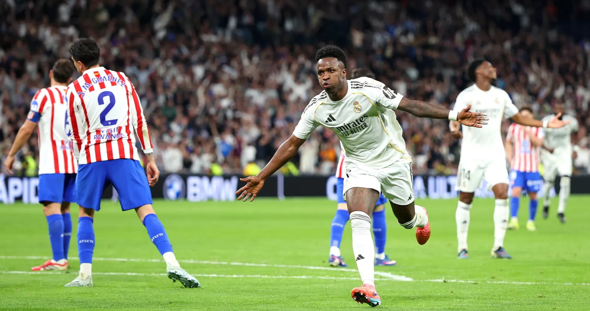 Vinicius Jr celebrating goal against Atletico Madrid Vinicius Jr celebrating goal against Atletico Madrid
