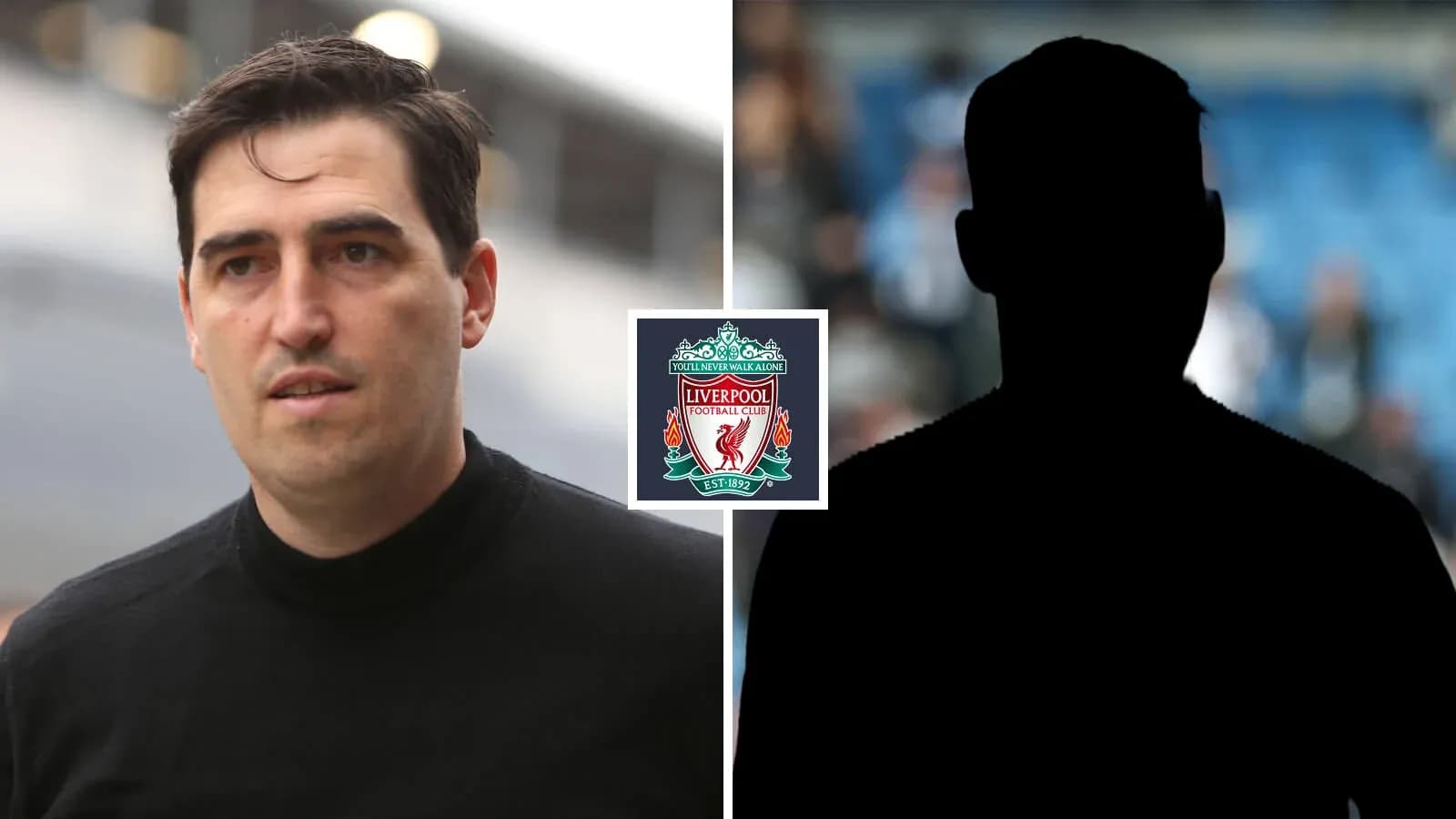 Man walking with Liverpool logo in background Man walking with Liverpool logo in background