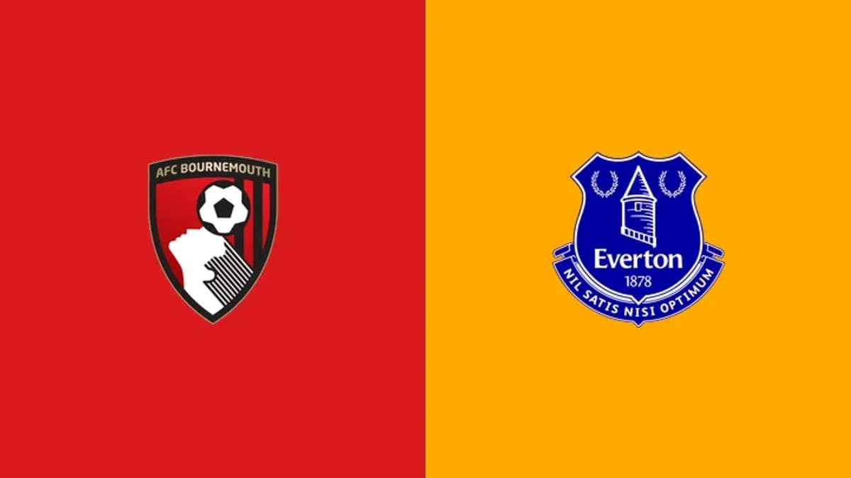 Logos of AFC Bournemouth and Everton on background Logos of AFC Bournemouth and Everton on background