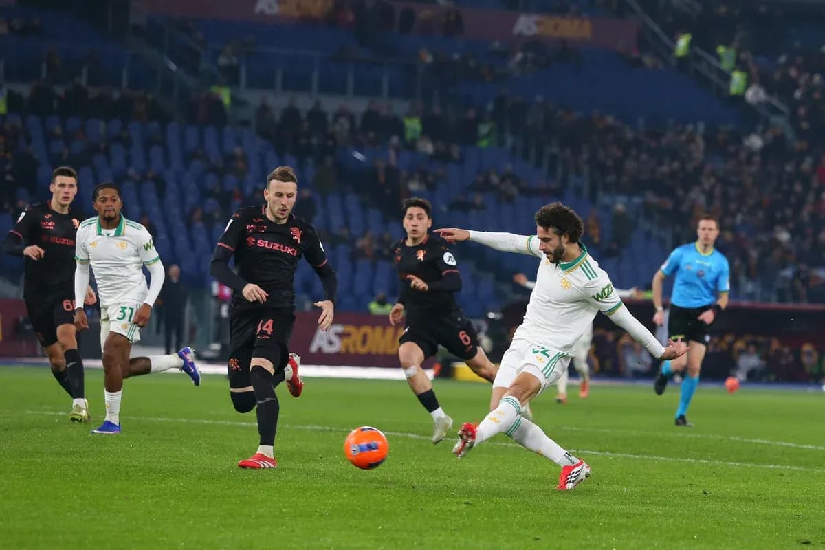Player kicking the ball during Torino vs AS Roma Player kicking the ball during Torino vs AS Roma