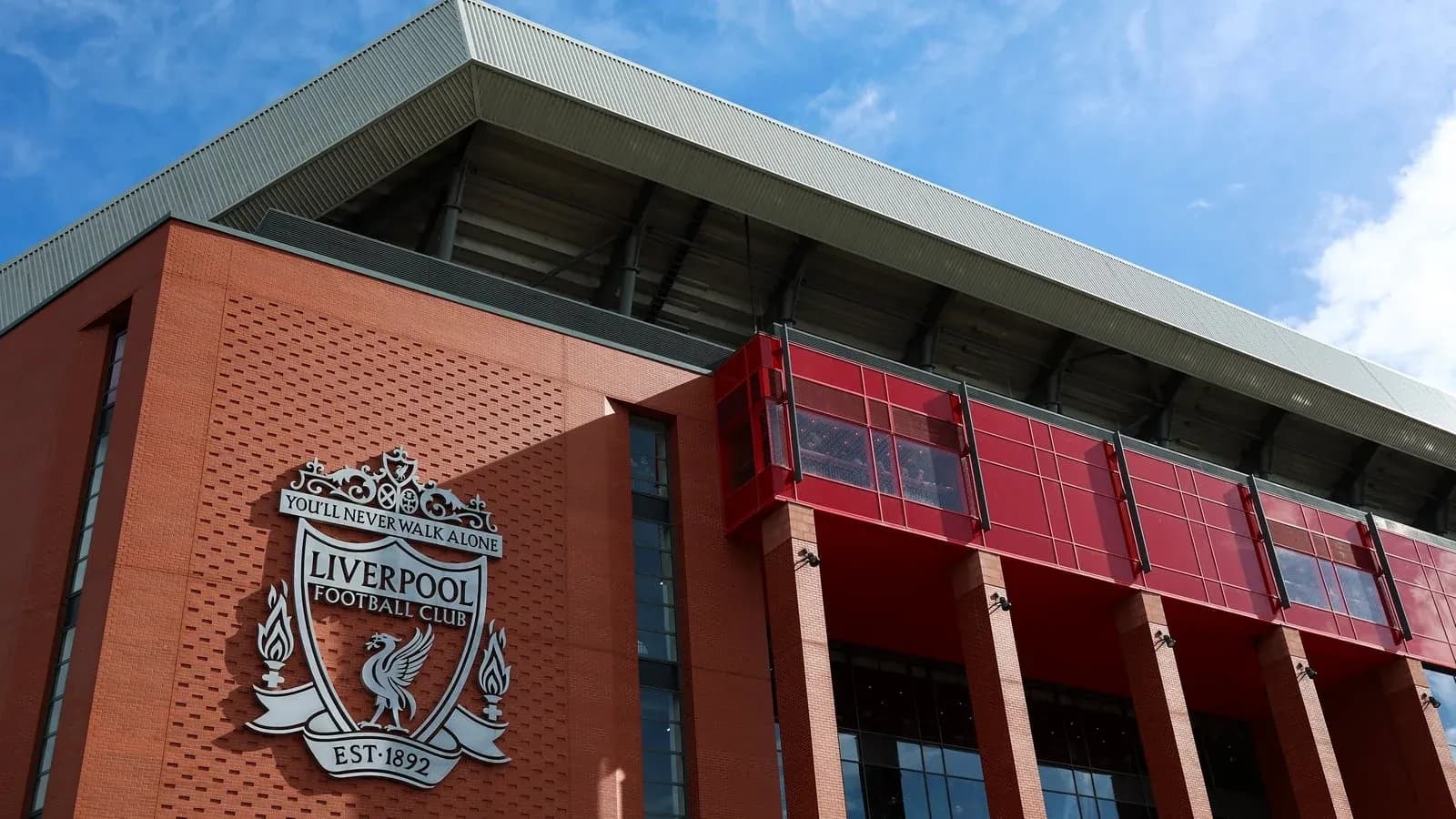 Exterior view of Anfield stadium, Liverpool FC Exterior view of Anfield stadium, Liverpool FC