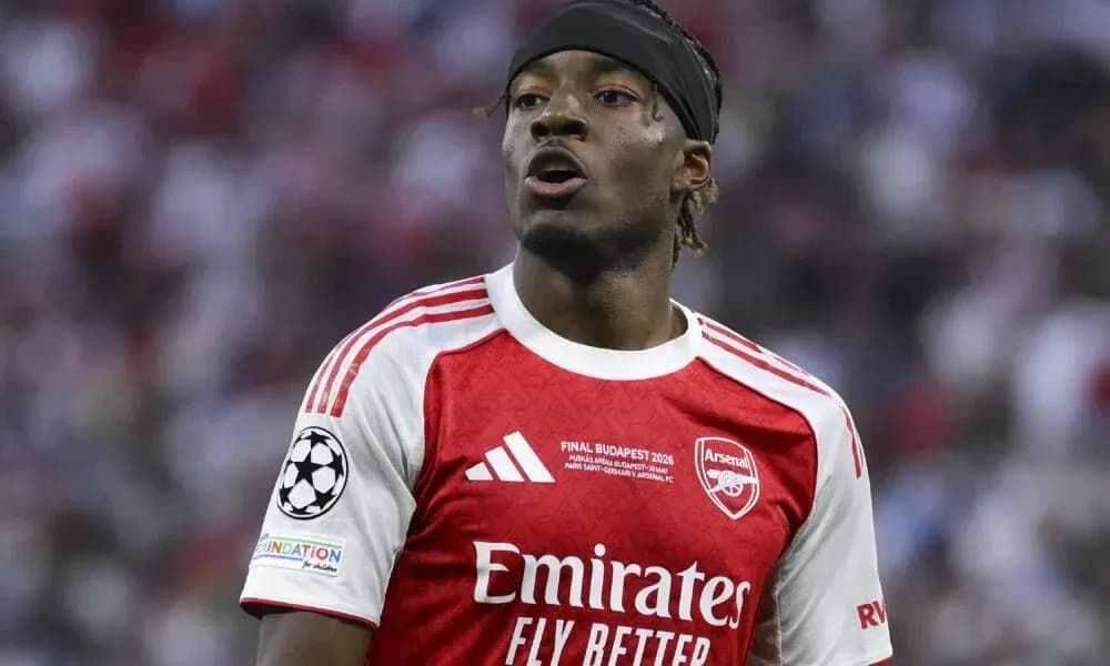 Arsenal player wearing red jersey during match Arsenal player wearing red jersey during match
