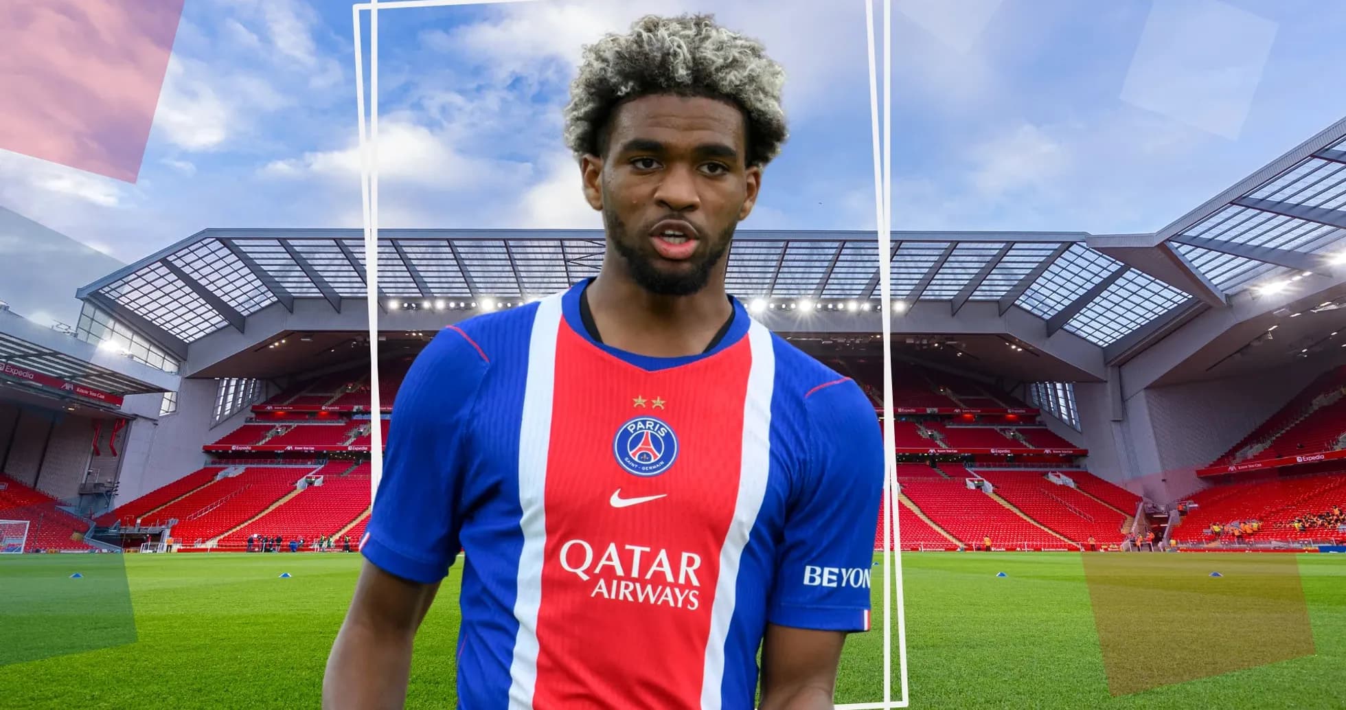 Player in Paris Saint-Germain kit at stadium Player in Paris Saint-Germain kit at stadium
