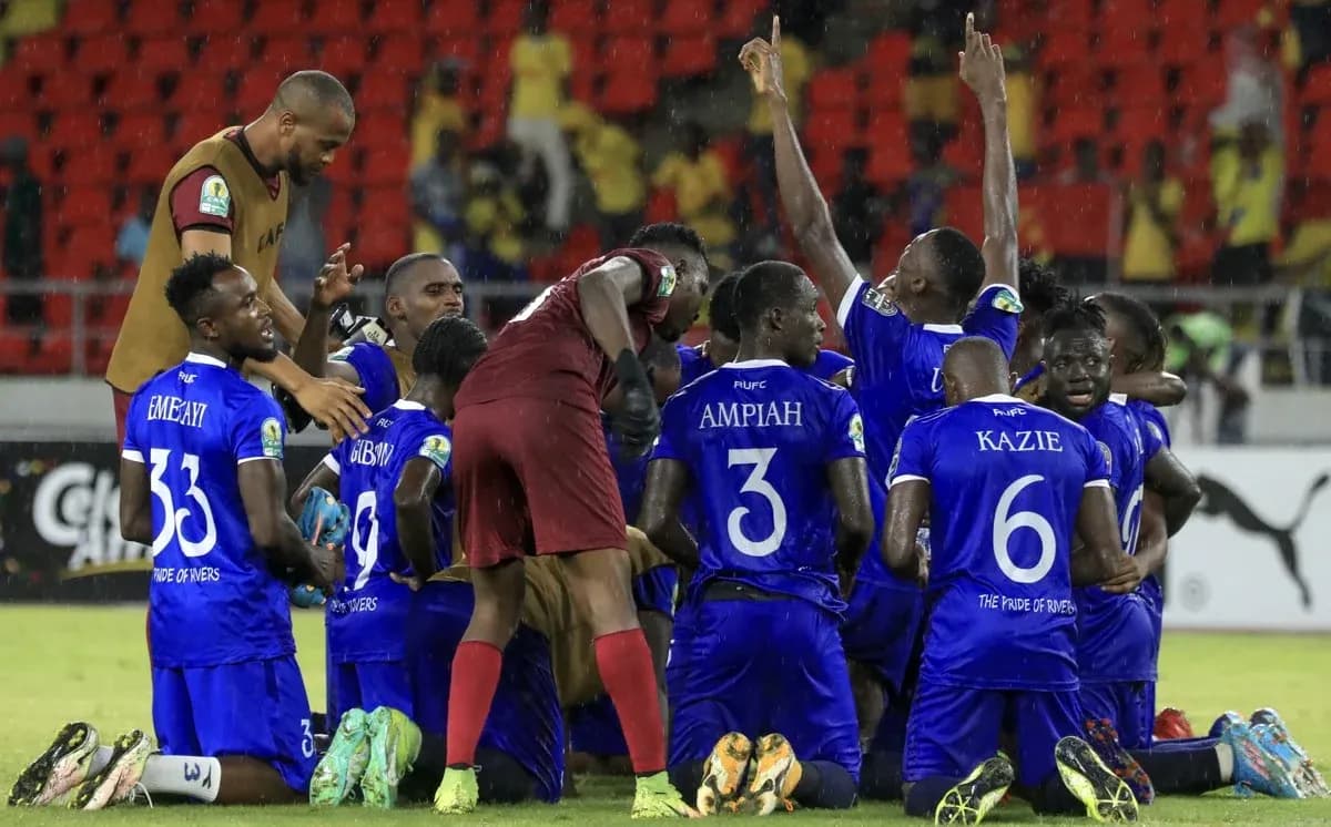 Players celebrating a goal during NPFL match Players celebrating a goal during NPFL match