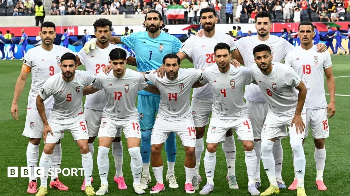 Iran national football team posing for a group photo Iran national football team posing for a group photo