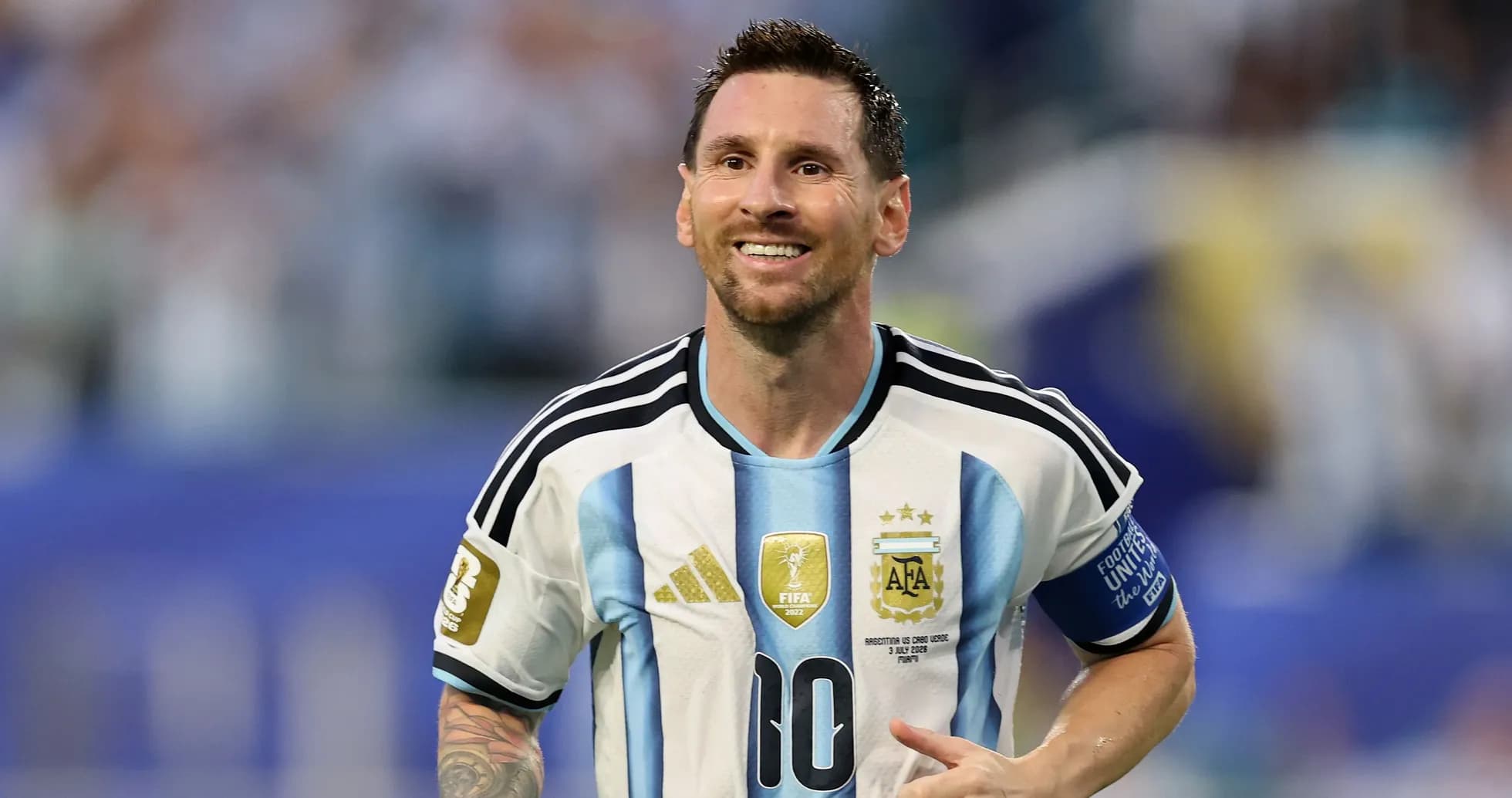 Lionel Messi celebrating during a match for Argentina Lionel Messi celebrating during a match for Argentina