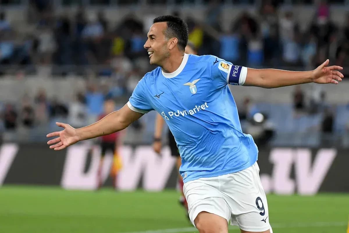 Lazio player celebrating a goal during match Lazio player celebrating a goal during match