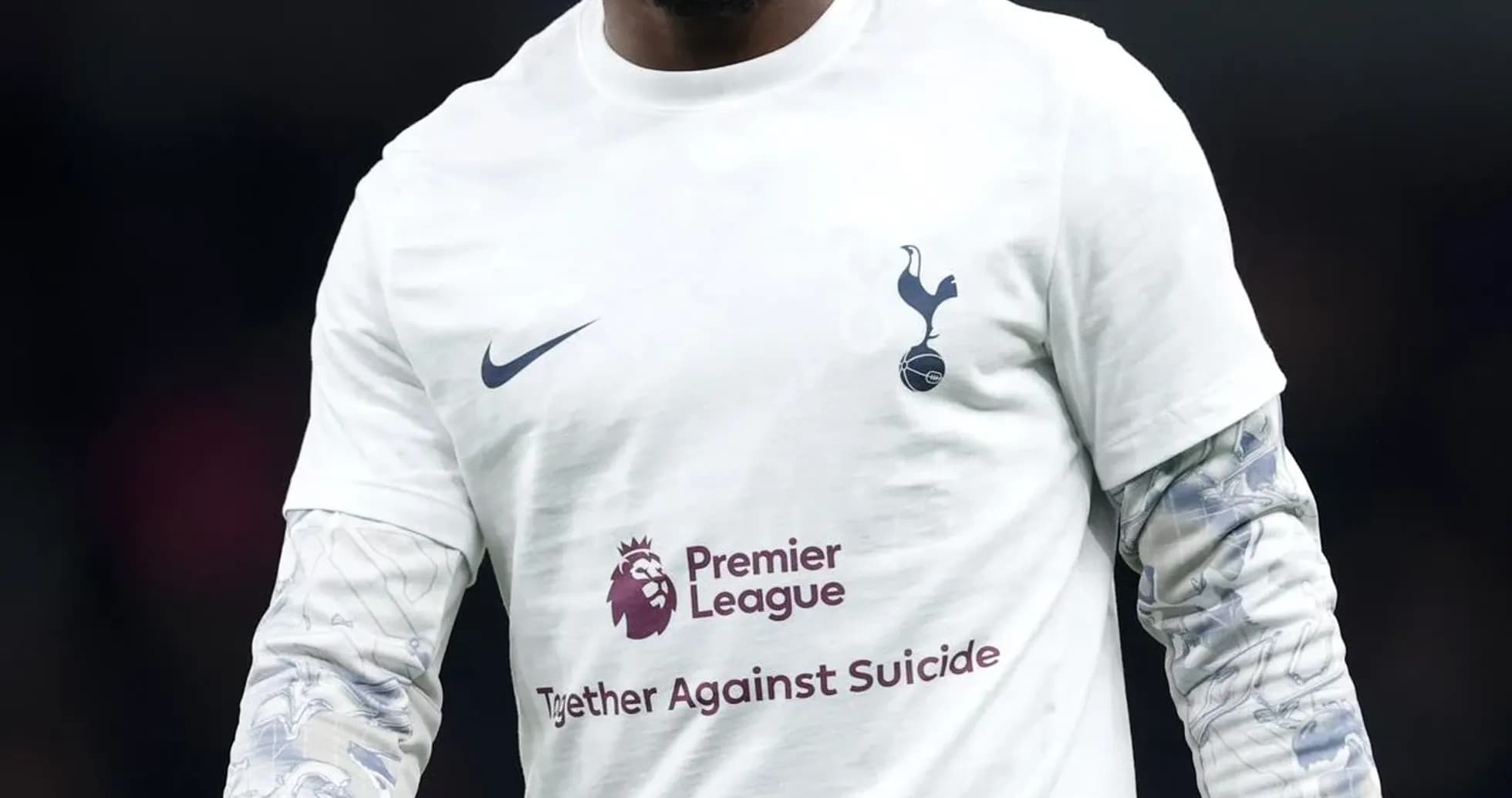 Player wearing Tottenham jersey during warm-up Player wearing Tottenham jersey during warm-up