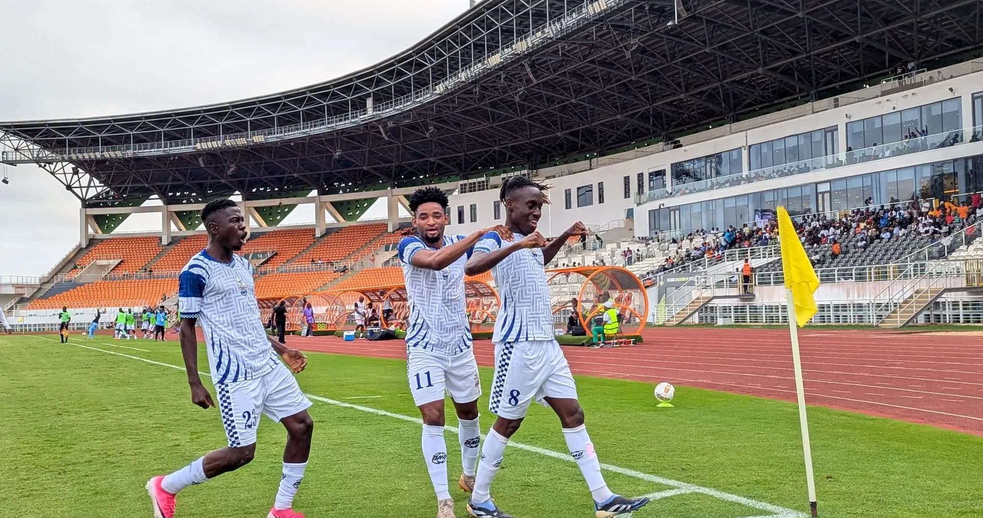 Players celebrating a goal during CAF Champions League match Players celebrating a goal during CAF Champions League match