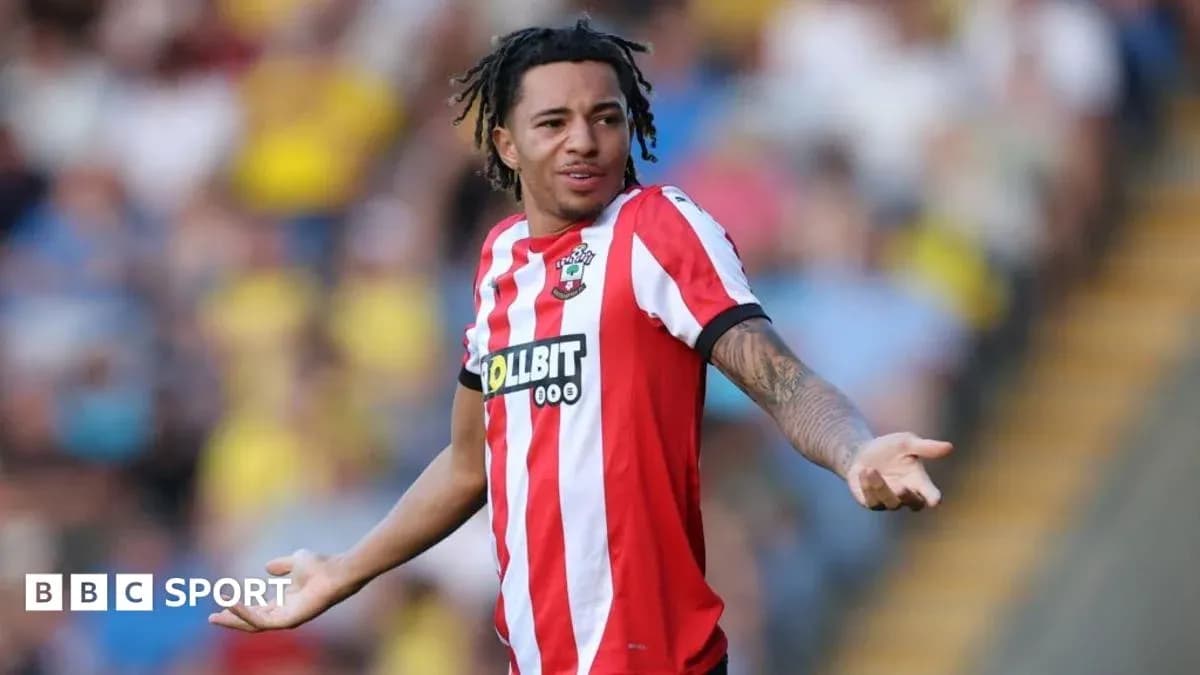 Southampton player gesturing during match on field Southampton player gesturing during match on field
