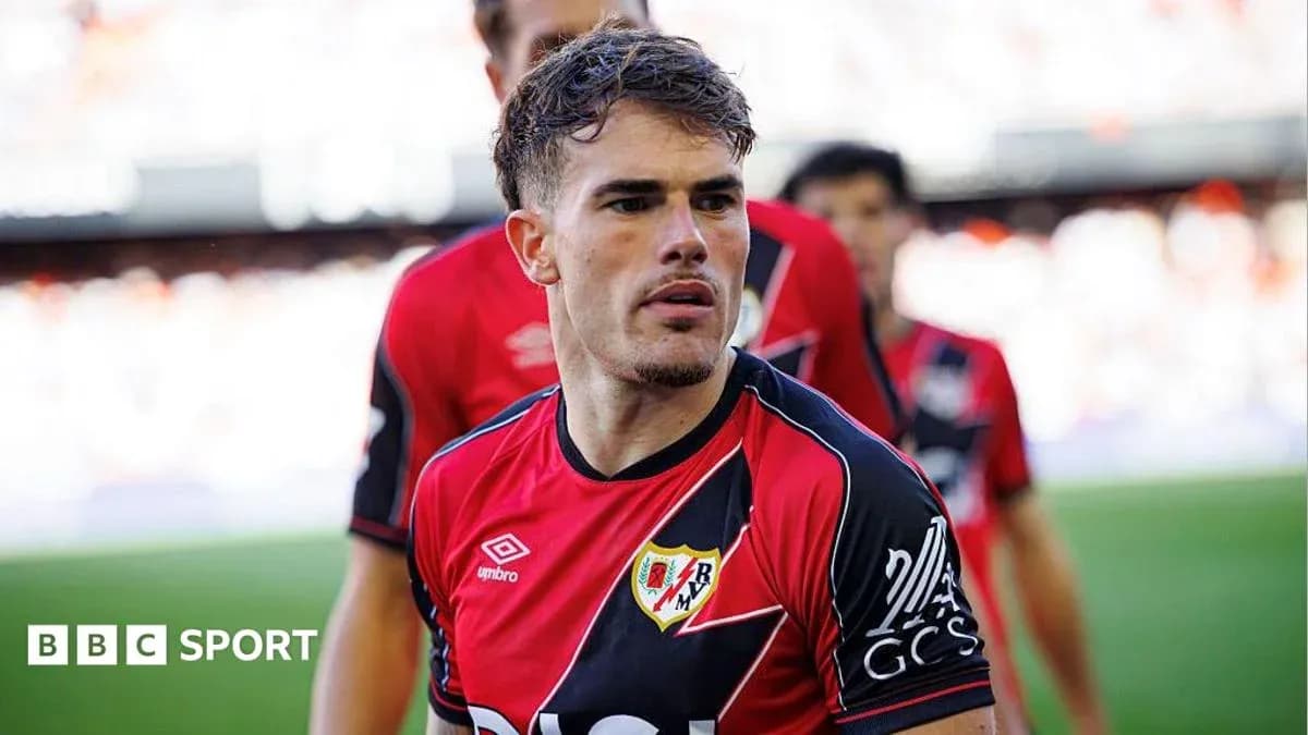 Player in Rayo Vallecano jersey during match Player in Rayo Vallecano jersey during match