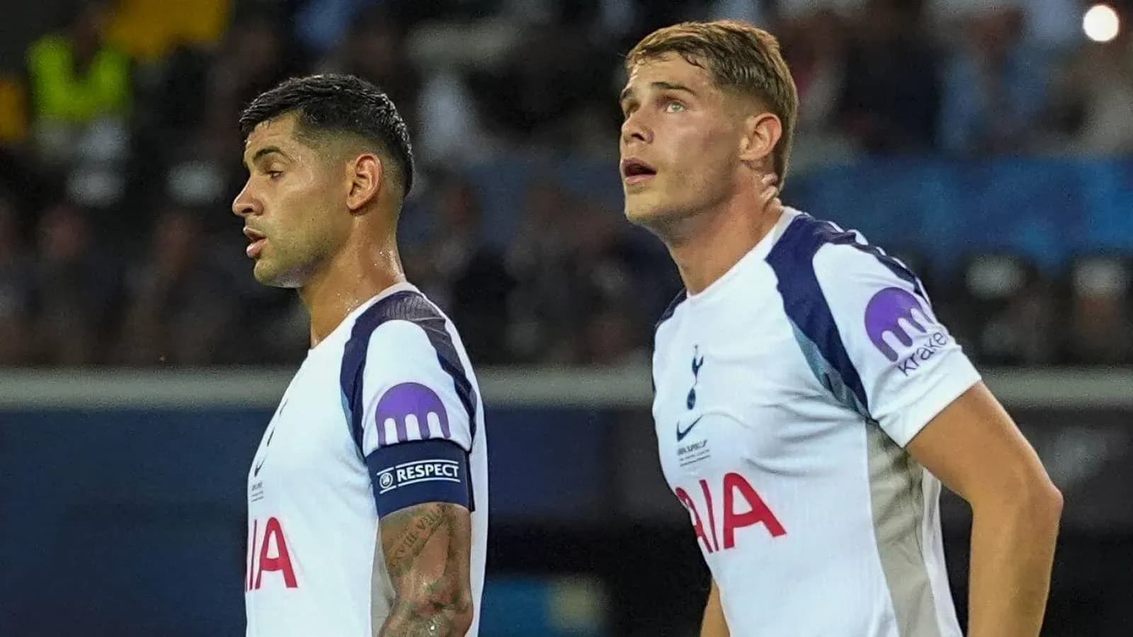 Two Tottenham players looking during a match Two Tottenham players looking during a match