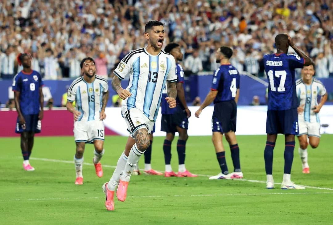 Argentina player celebrating a goal during match Argentina player celebrating a goal during match