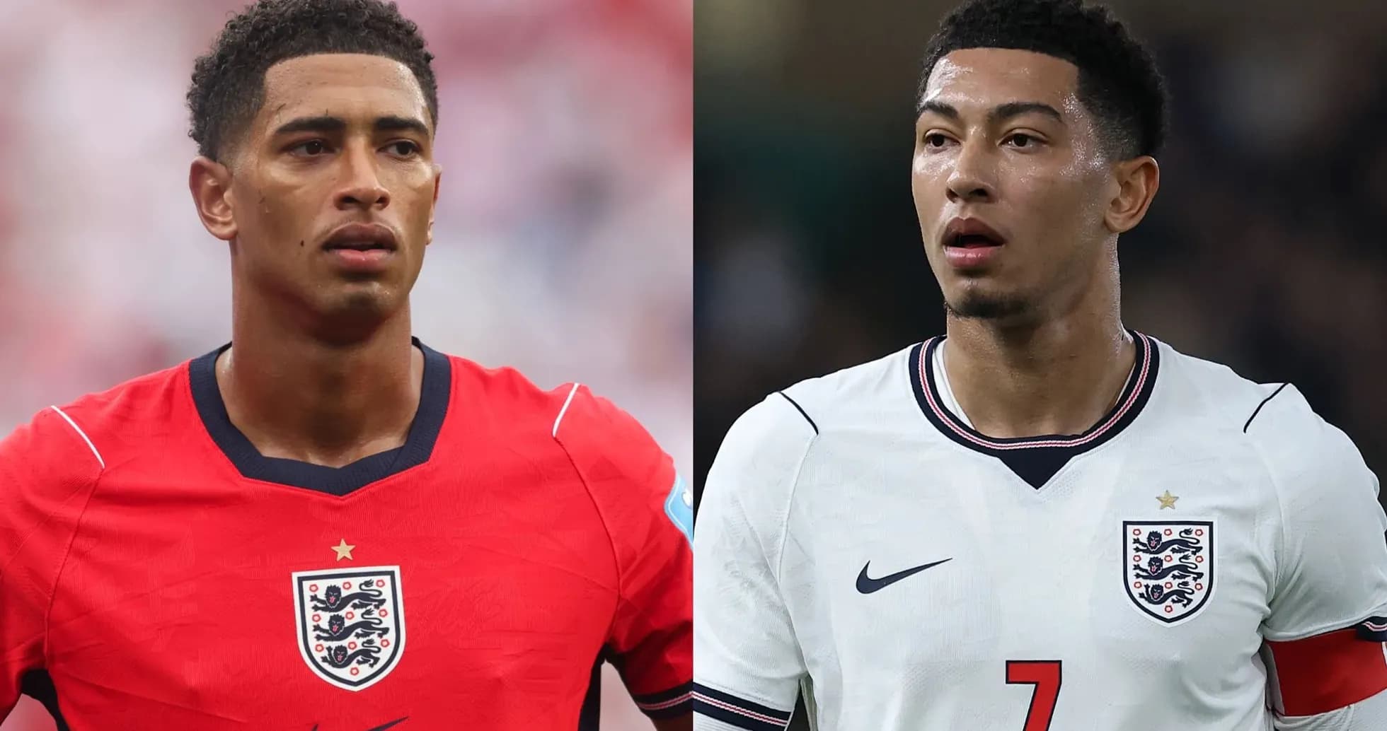 Two England football players in different kits Two England football players in different kits