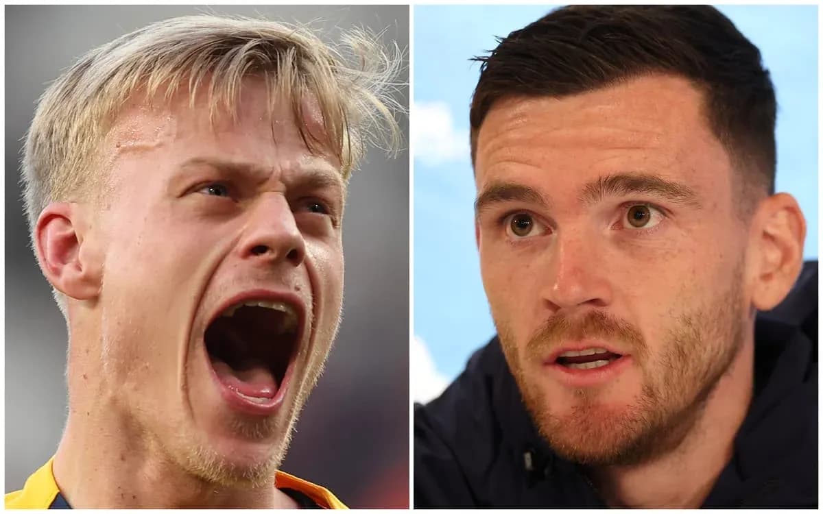 Two football players in different settings, one celebrating Two football players in different settings, one celebrating