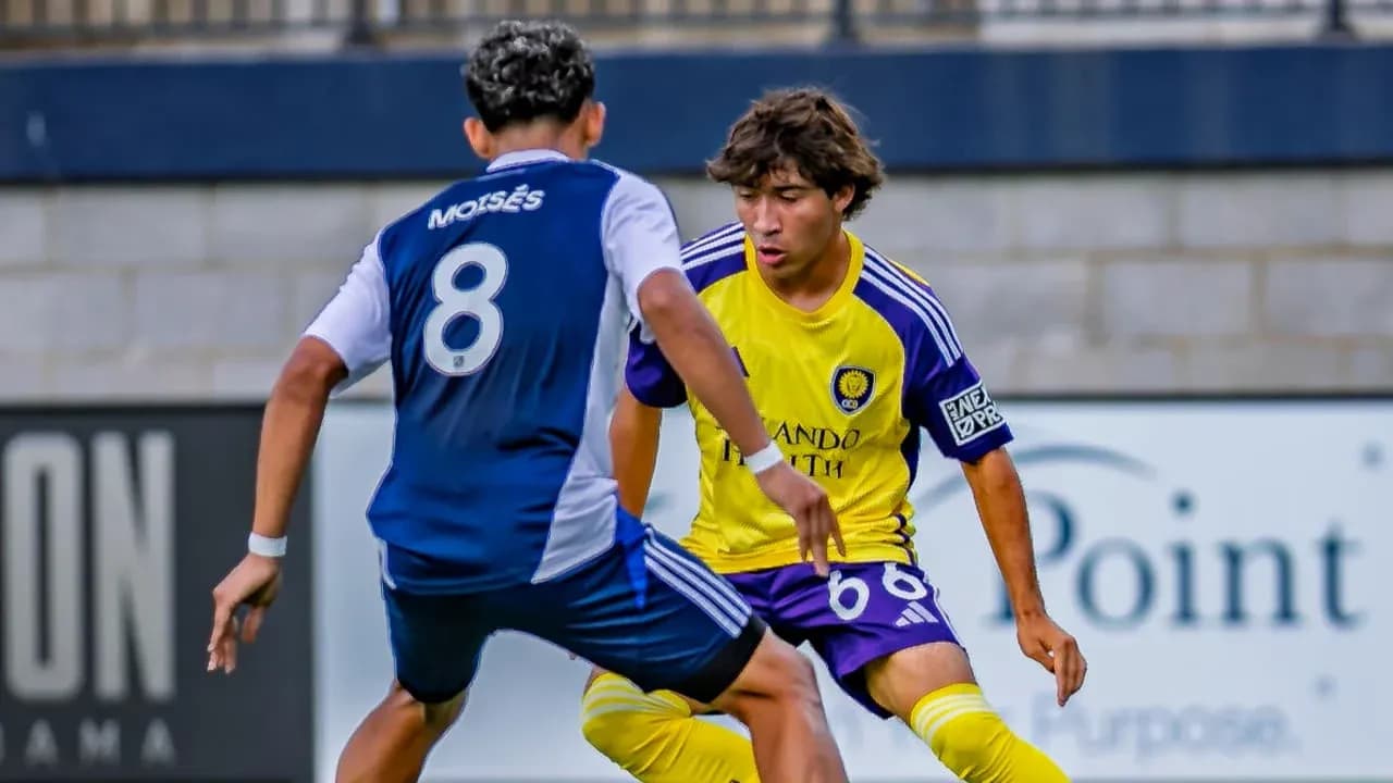 Two players competing in MLS Next Pro match Two players competing in MLS Next Pro match