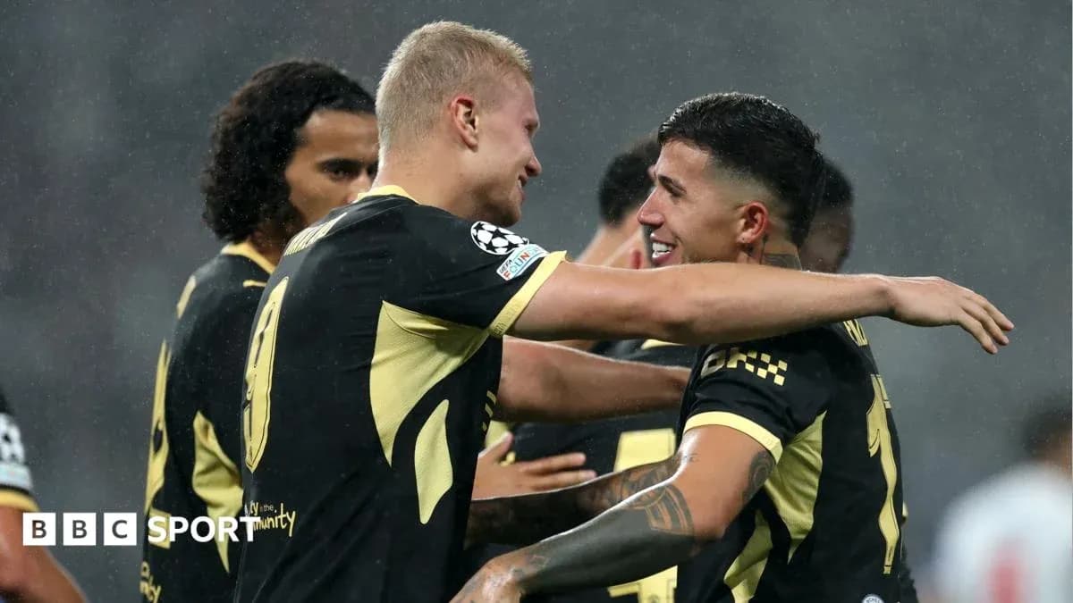 Players celebrating a goal during UEFA match Players celebrating a goal during UEFA match