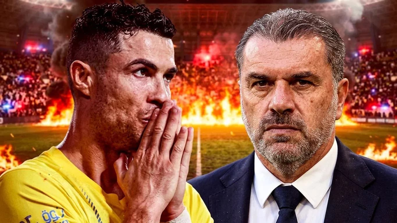 Cristiano Ronaldo and coach in dramatic stadium scene Cristiano Ronaldo and coach in dramatic stadium scene