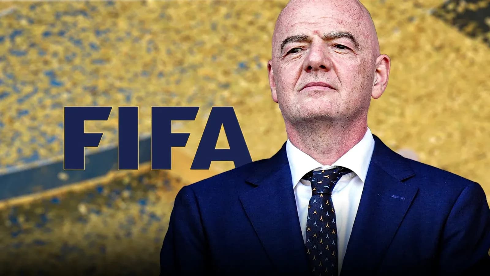 FIFA president standing with logo in background FIFA president standing with logo in background