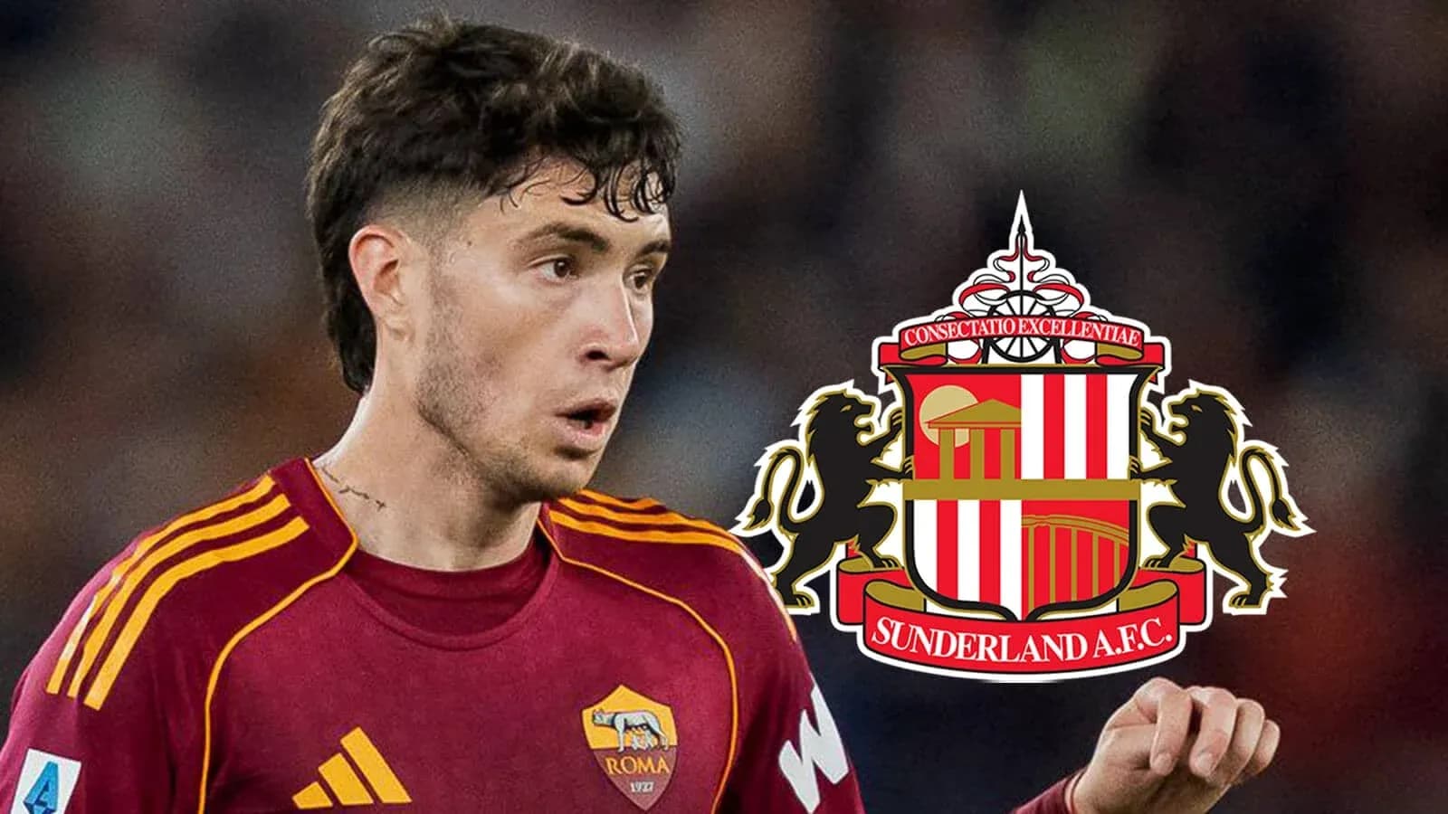 Player in Roma kit with Sunderland logo overlay Player in Roma kit with Sunderland logo overlay