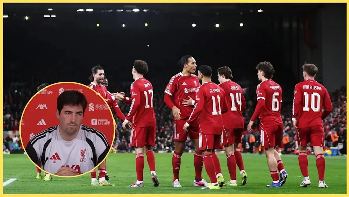 Liverpool players celebrating on the pitch together Liverpool players celebrating on the pitch together