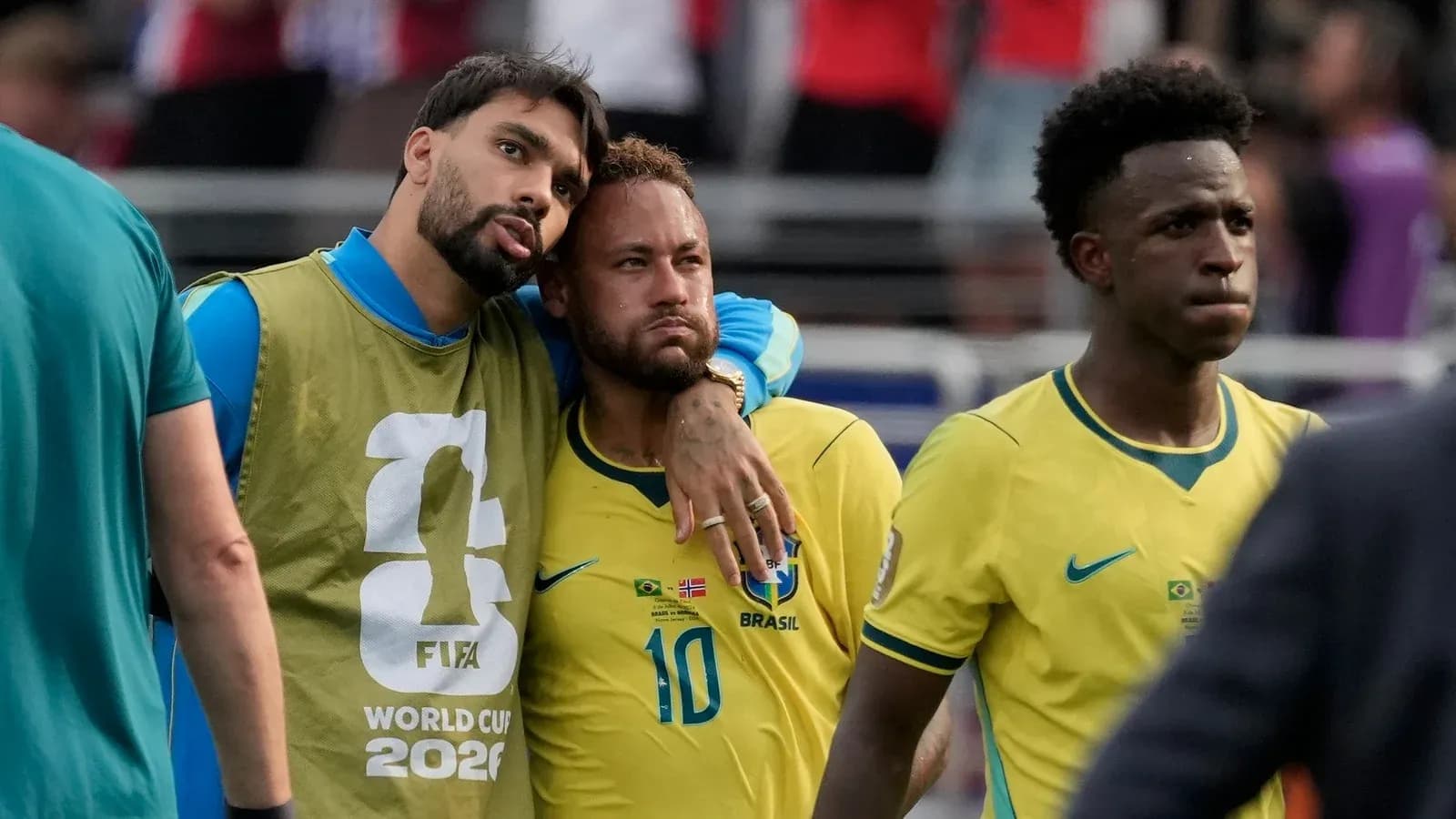 Brazilian players walking off after a match Brazilian players walking off after a match