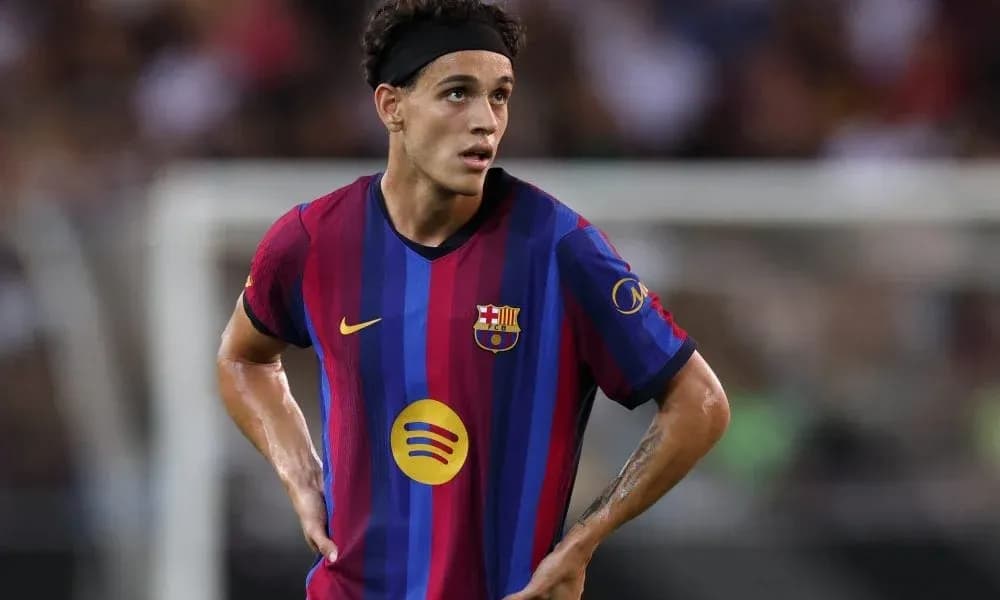 Player in FC Barcelona kit during match Player in FC Barcelona kit during match