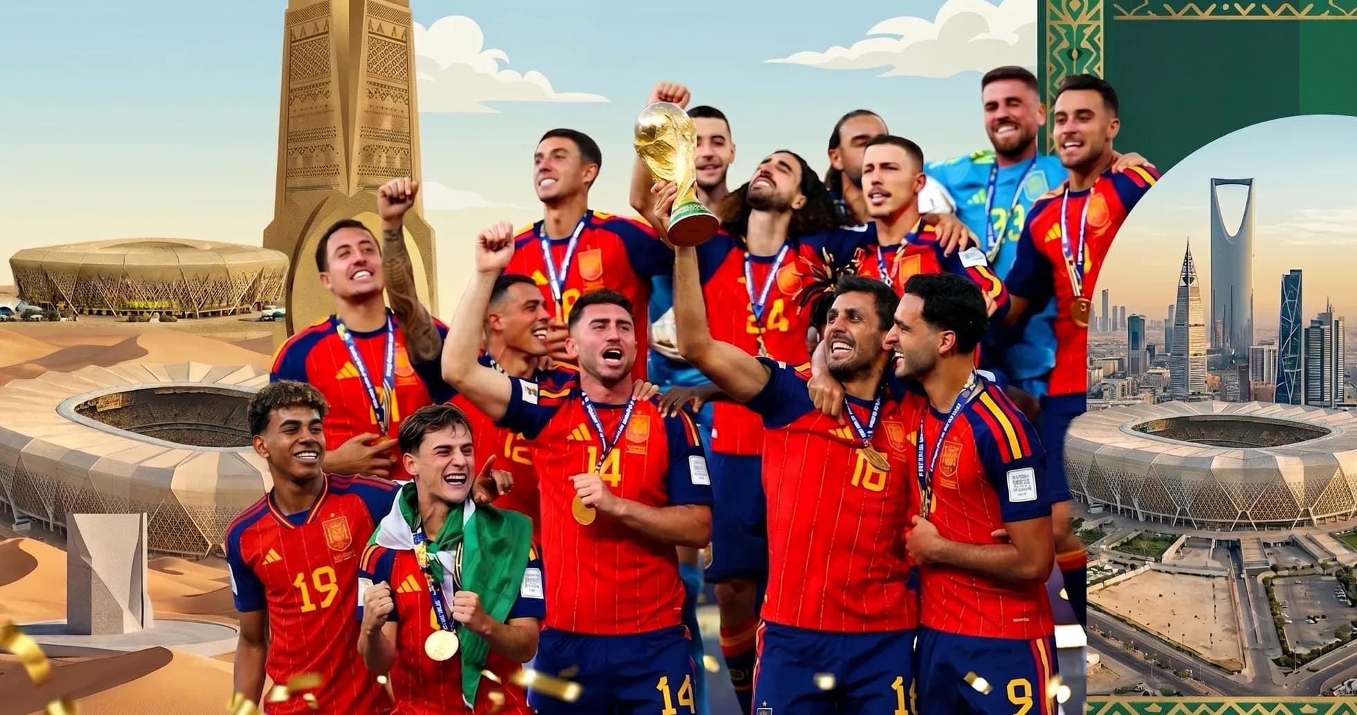 Spain national team celebrating FIFA World Cup victory Spain national team celebrating FIFA World Cup victory