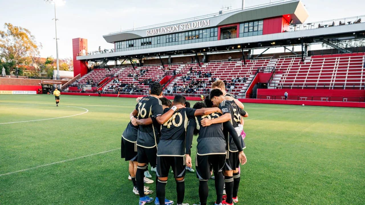 Los Angeles FC II players in huddle before match Los Angeles FC II players in huddle before match