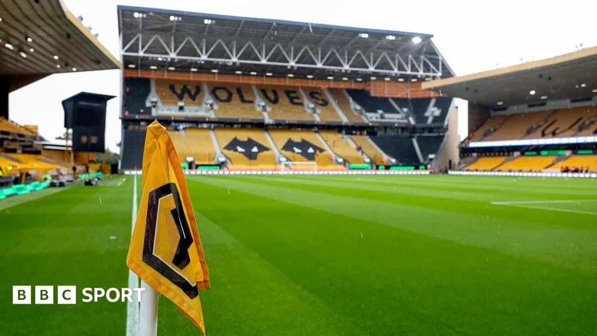 Wolverhampton Wanderers stadium with corner flag visible Wolverhampton Wanderers stadium with corner flag visible