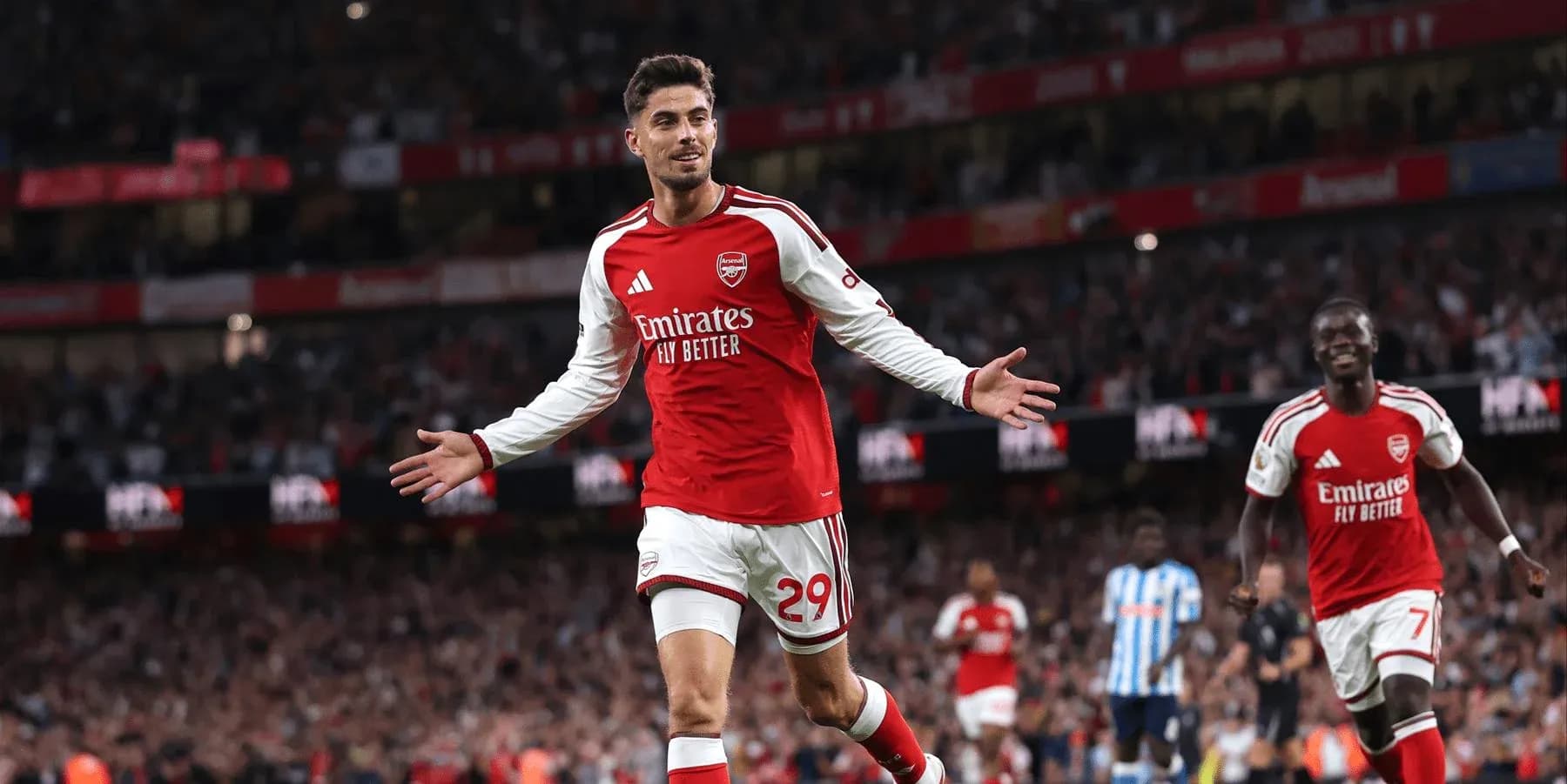 Arsenal player celebrating a goal during match Arsenal player celebrating a goal during match