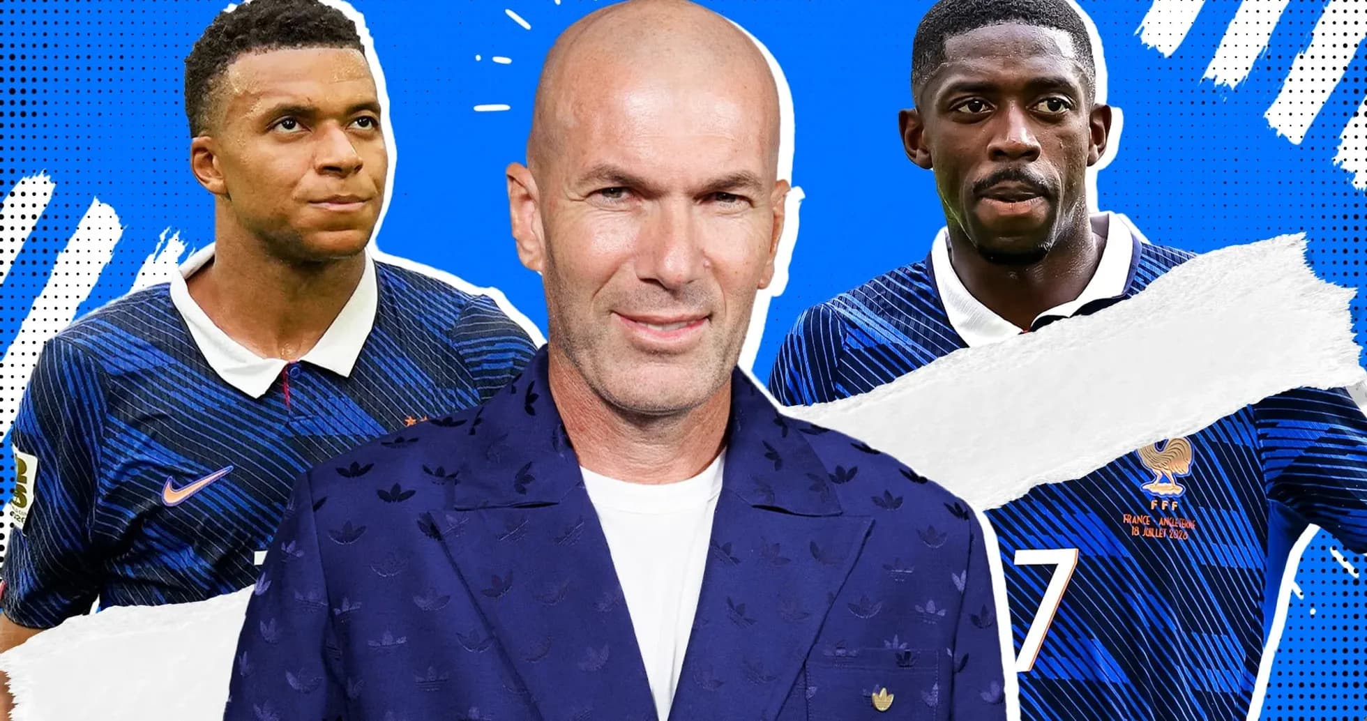 Kylian Mbappé and Ousmane Dembélé with Zinedine Zidane Kylian Mbappé and Ousmane Dembélé with Zinedine Zidane