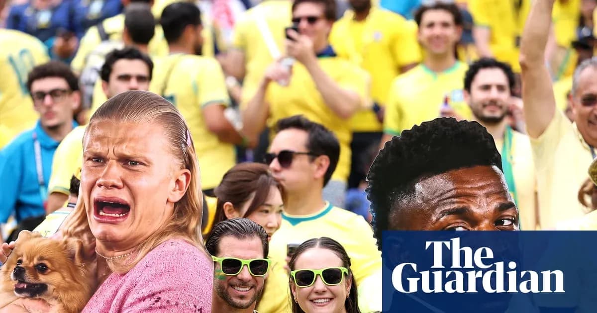 Fans in yellow shirts celebrating at a match Fans in yellow shirts celebrating at a match