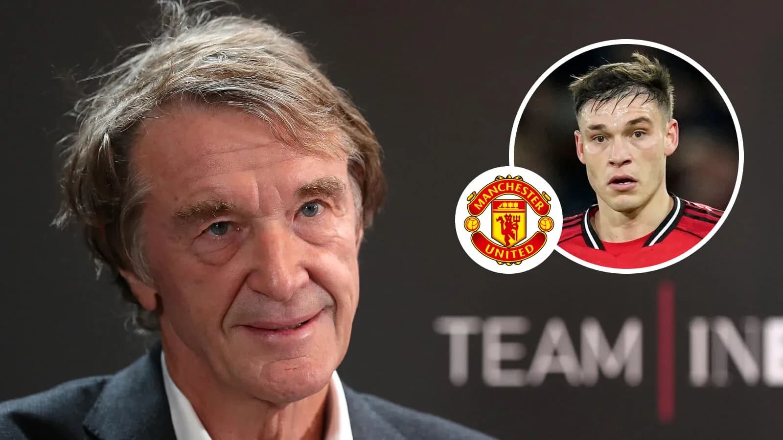 Man discussing Manchester United player transfer news Man discussing Manchester United player transfer news